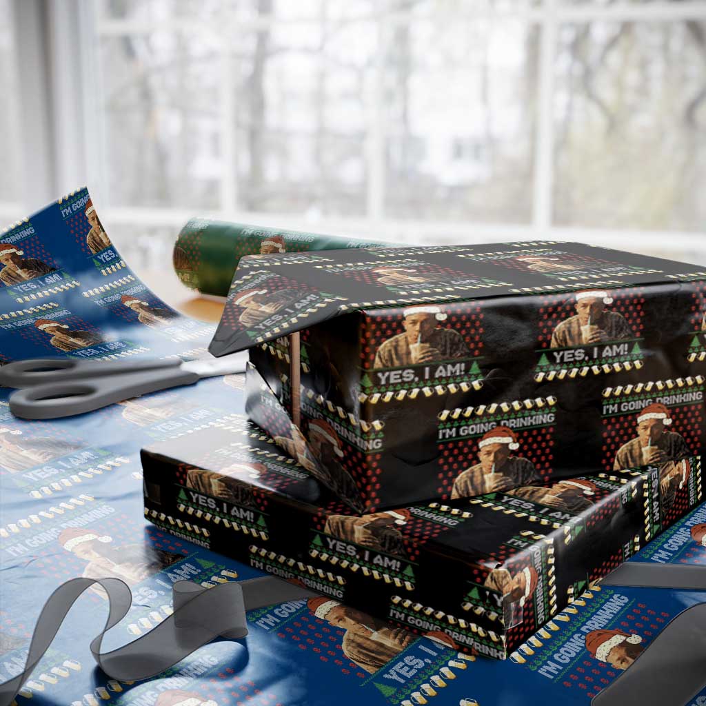 Funny Ed Gein Drinking Wine Wrapping Paper Roll Im Going Drinking Yes I Am Christmas Meme TS02 Black Print Your Wear