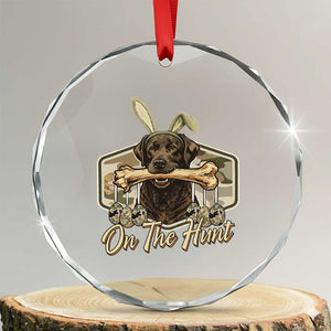 Funny Egg Hunter Crystal Glass Ornament On The Hunt Camo Easter Labrador Dog TS11 Transparent Glass 3'' Circle Print Your Wear