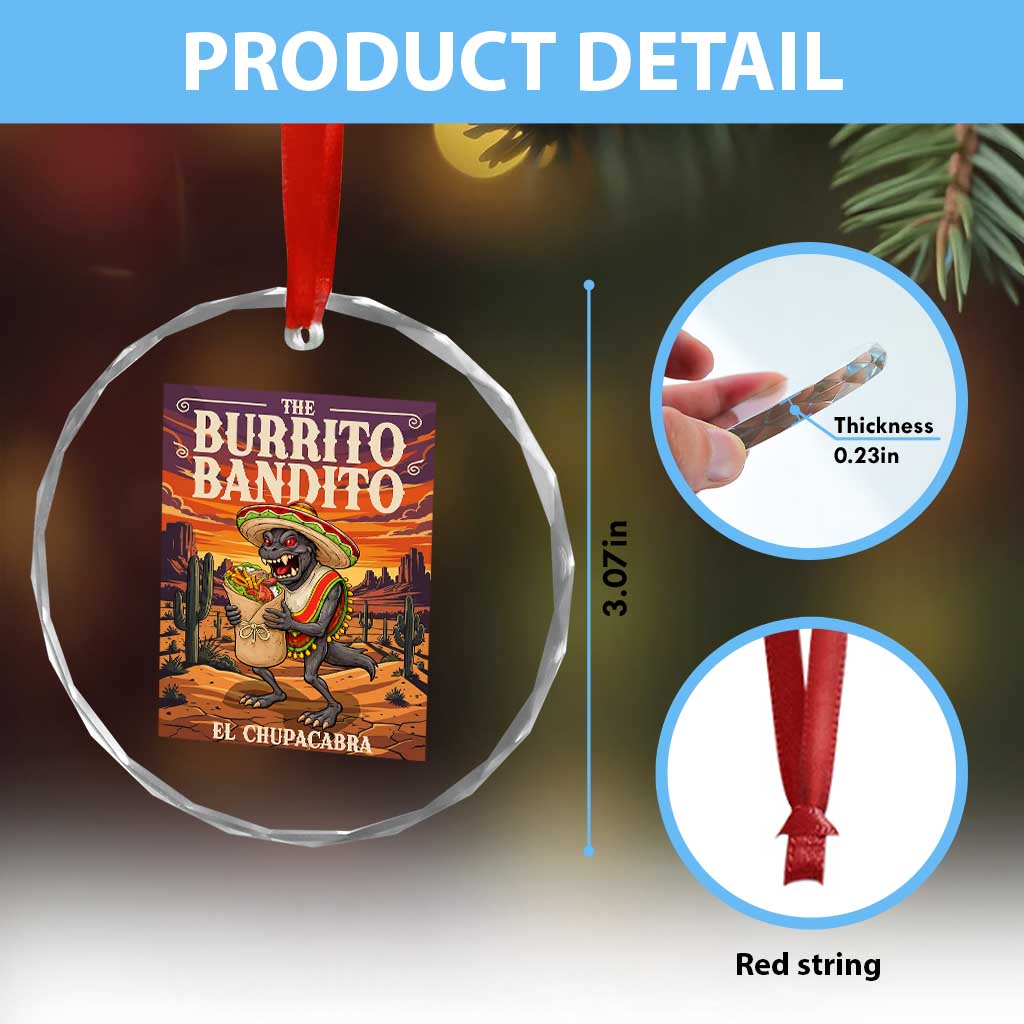 Funny El Chupacabra Burrito Bandito Crystal Glass Ornament Cinco De Mayo Gift TS12 Print Your Wear