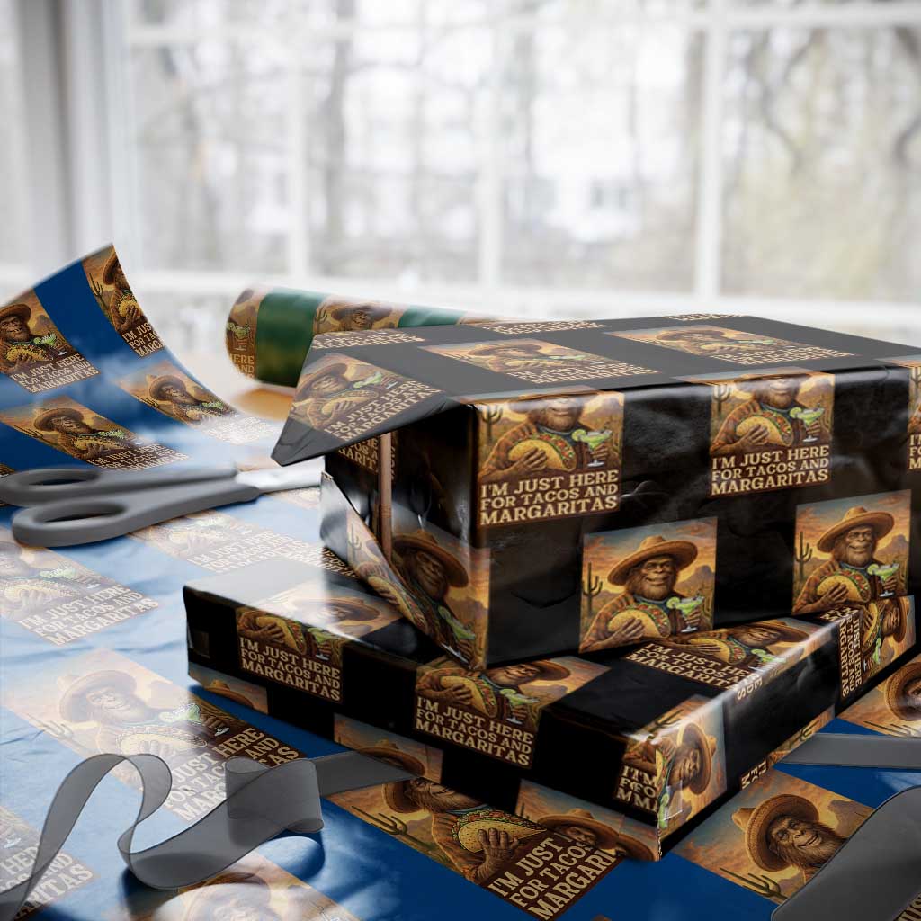 Funny El Squatcho Cinco De Mayo Wrapping Paper Roll Just Here For Tacos And Margaritas TS12 Black Print Your Wear
