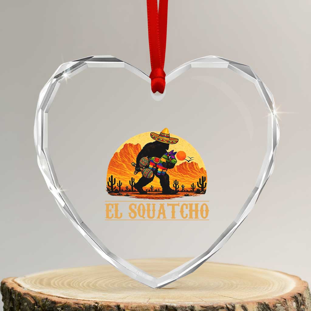 Funny El Squatcho Cinco De Mayo Fiesta Gift Heart Crystal Glass Ornament TS12 Transparent Glass 3'' Heart Print Your Wear