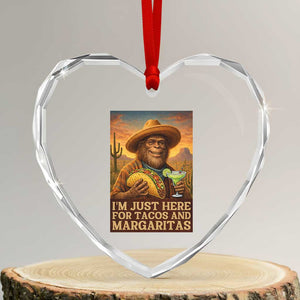 Funny El Squatcho Cinco De Mayo Heart Crystal Glass Ornament Just Here For Tacos And Margaritas TS12 Transparent Glass 3'' Heart Print Your Wear