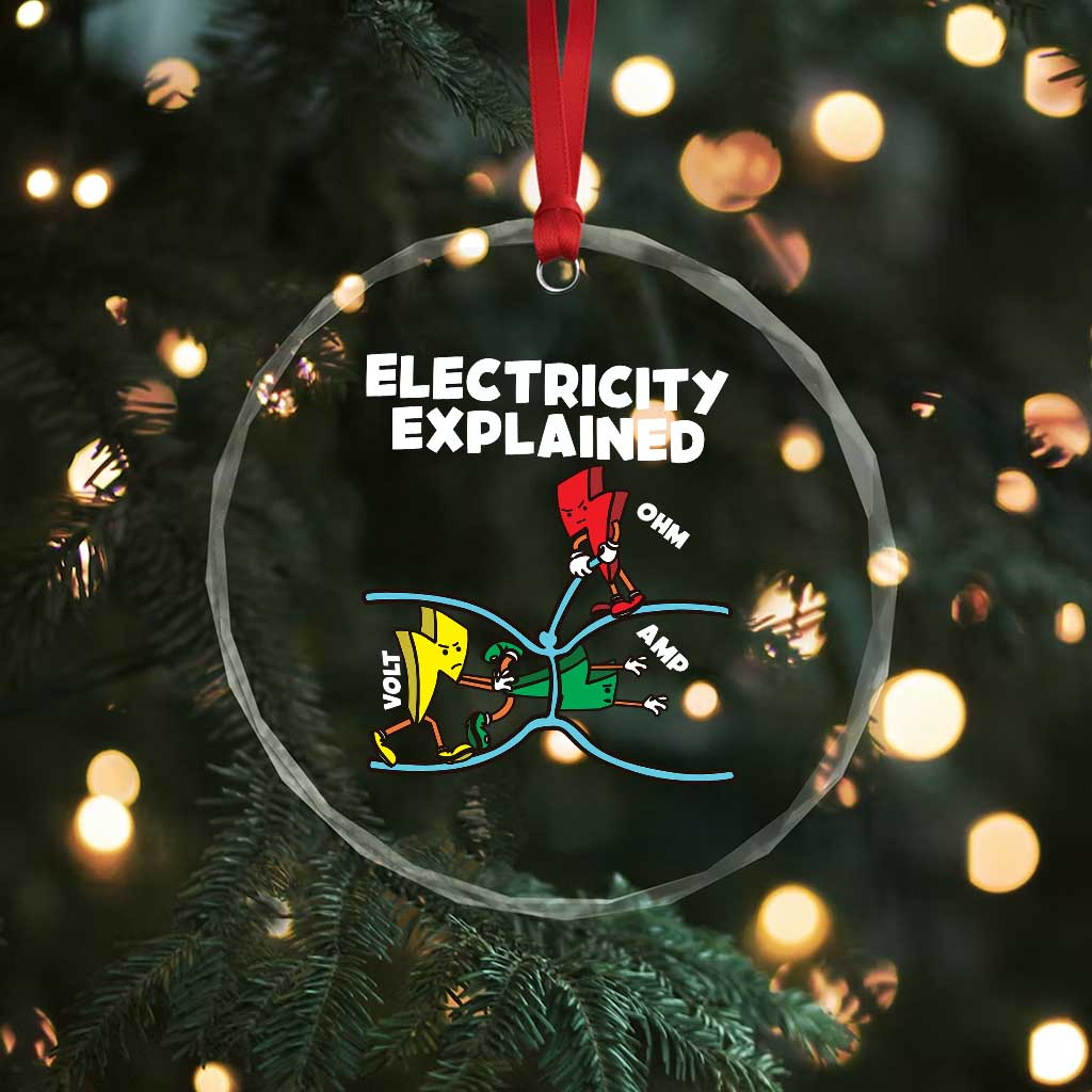 Funny Electricity Crystal Glass Ornament Ohm's Law Electricity Explained TS14 Print Your Wear