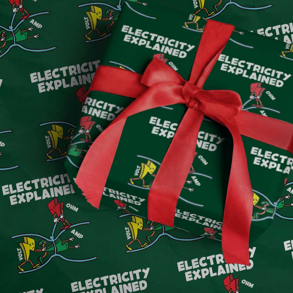 Funny Electricity Wrapping Paper Roll Ohm's Law Electricity Explained TS14 Green Print Your Wear
