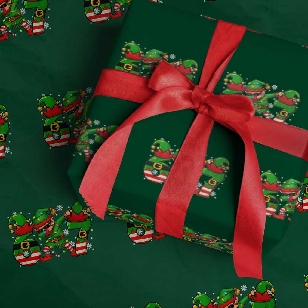 Funny Elf Dab Six Seven Meme Wrapping Paper Roll Christmas Trending 67 Gift TS12 Green Print Your Wear