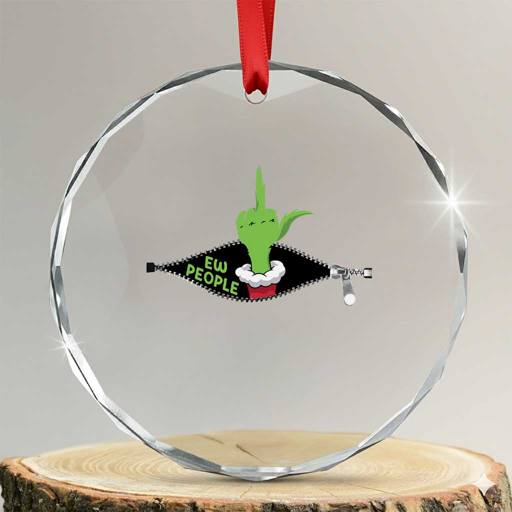 Funny Elf Hand Christmas Crystal Glass Ornament Ew People Anti Socaial Xmas TS14 Transparent Glass 3'' Circle Print Your Wear