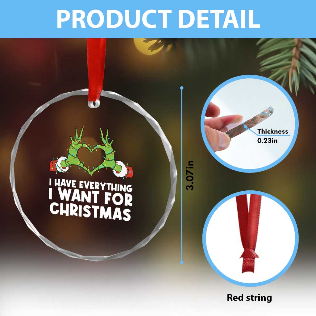 Funny Elf Hand Christmas Crystal Glass Ornament I Have Everything I Want For Christmas TS14 Print Your Wear