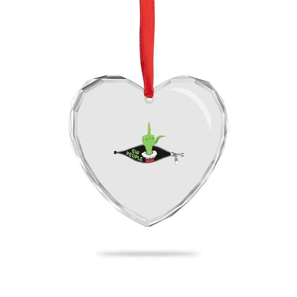 Funny Elf Hand Christmas Heart Crystal Glass Ornament Ew People Anti Socaial Xmas TS14 Print Your Wear