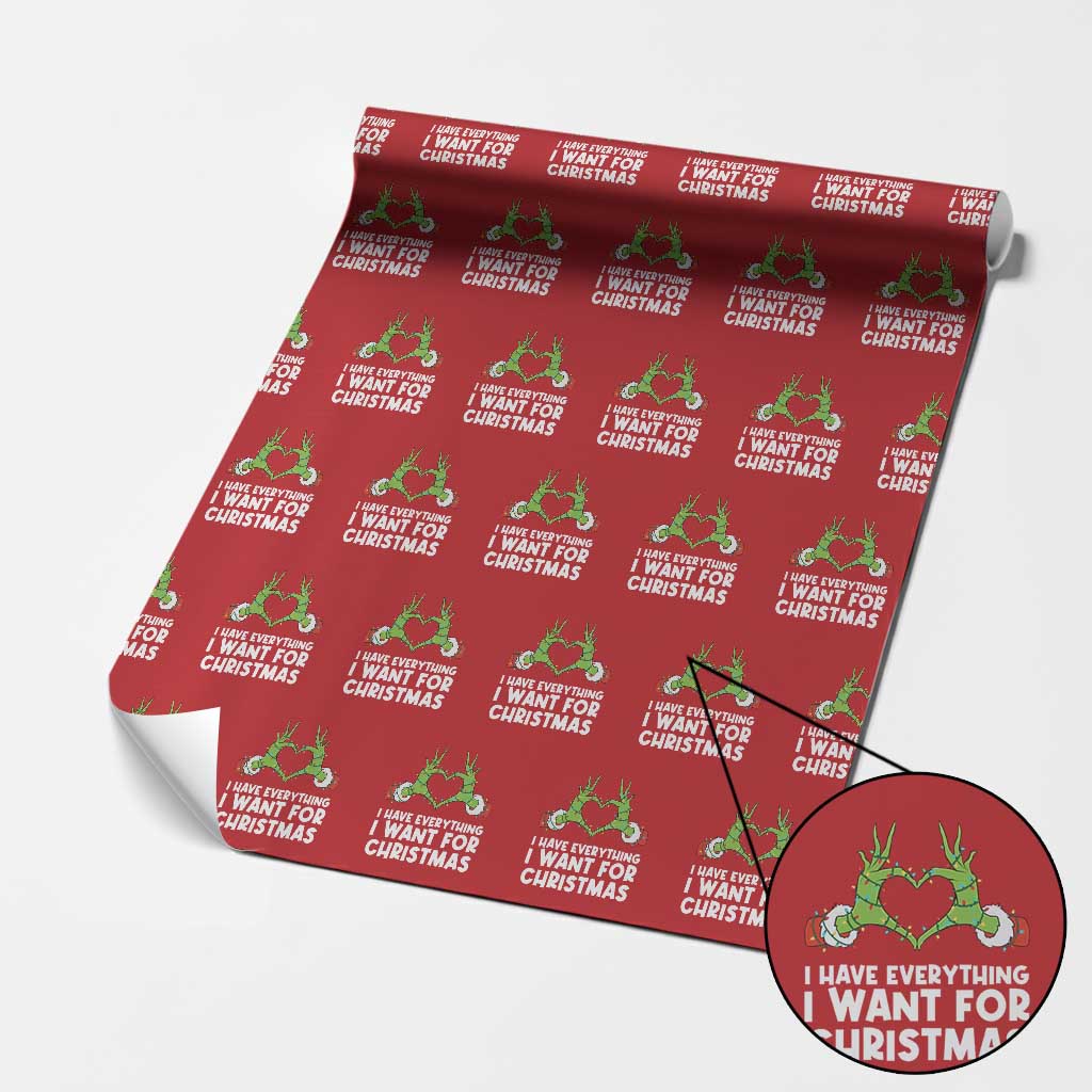 Funny Elf Hand Christmas Wrapping Paper Roll I Have Everything I Want For Christmas TS14 Red Print Your Wear