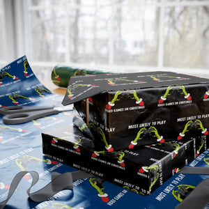 Funny Elf Hand Christmas Wrapping Paper Roll Most Likely To Play Video Games On Christmas TS14 Black Print Your Wear