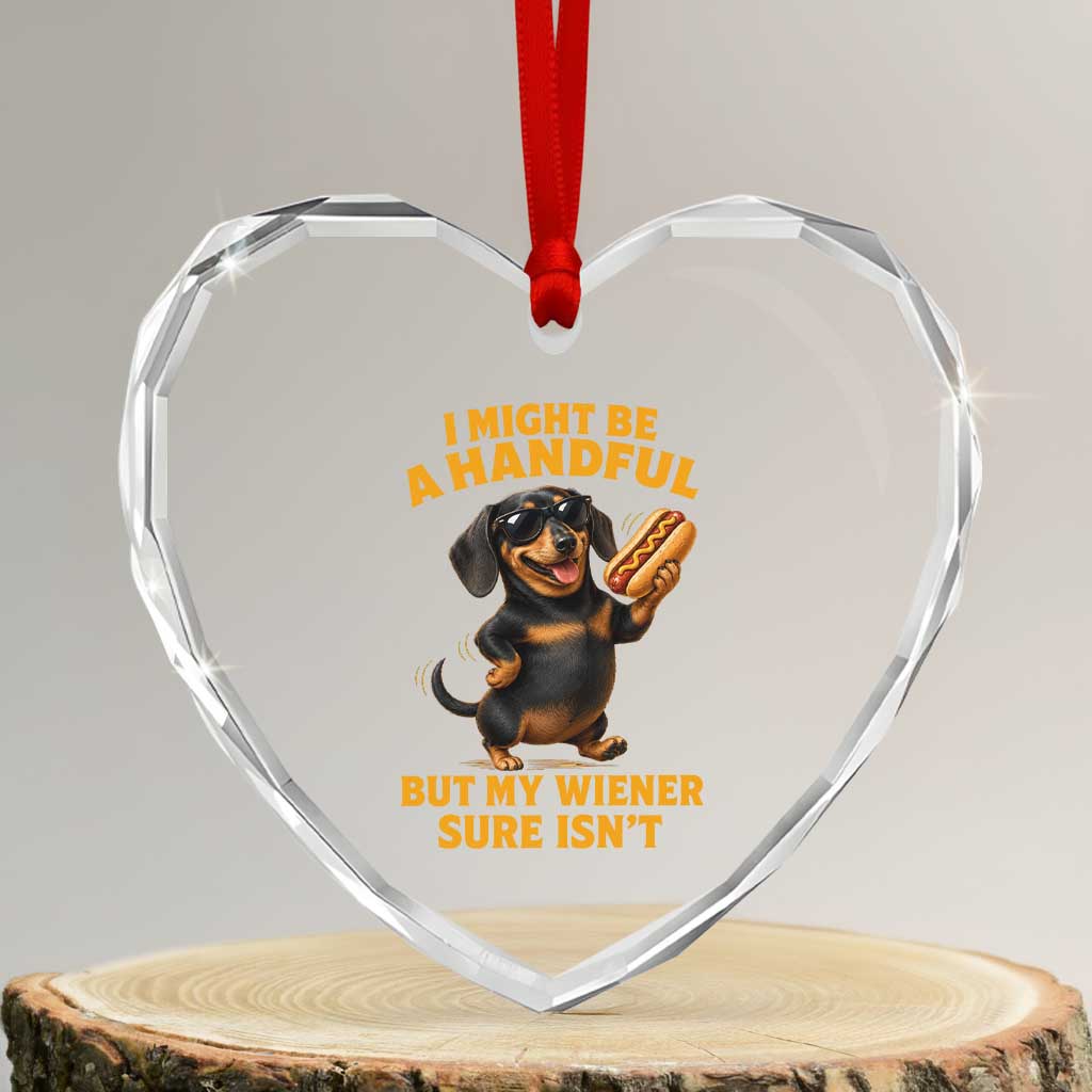Funny Embarrassing Dachshund Heart Crystal Glass Ornament Wiener Hot Dog Pun Crude Cringey Inappropriate Humor TS10 Transparent Glass 3'' Heart Print Your Wear