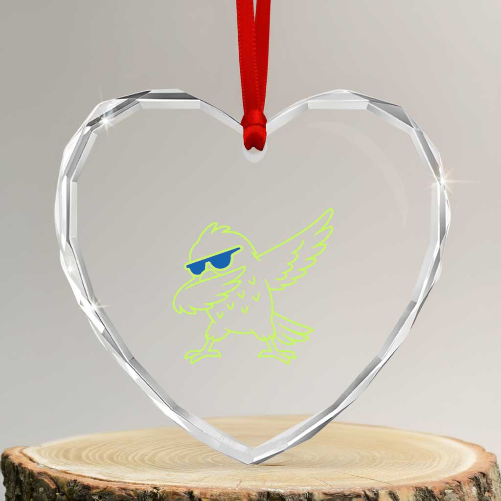Funny Emerald City Seattle Bird Dabbing Heart Crystal Glass Ornament Pacific Northwest Sports Fan TS12 Transparent Glass 3'' Heart Print Your Wear