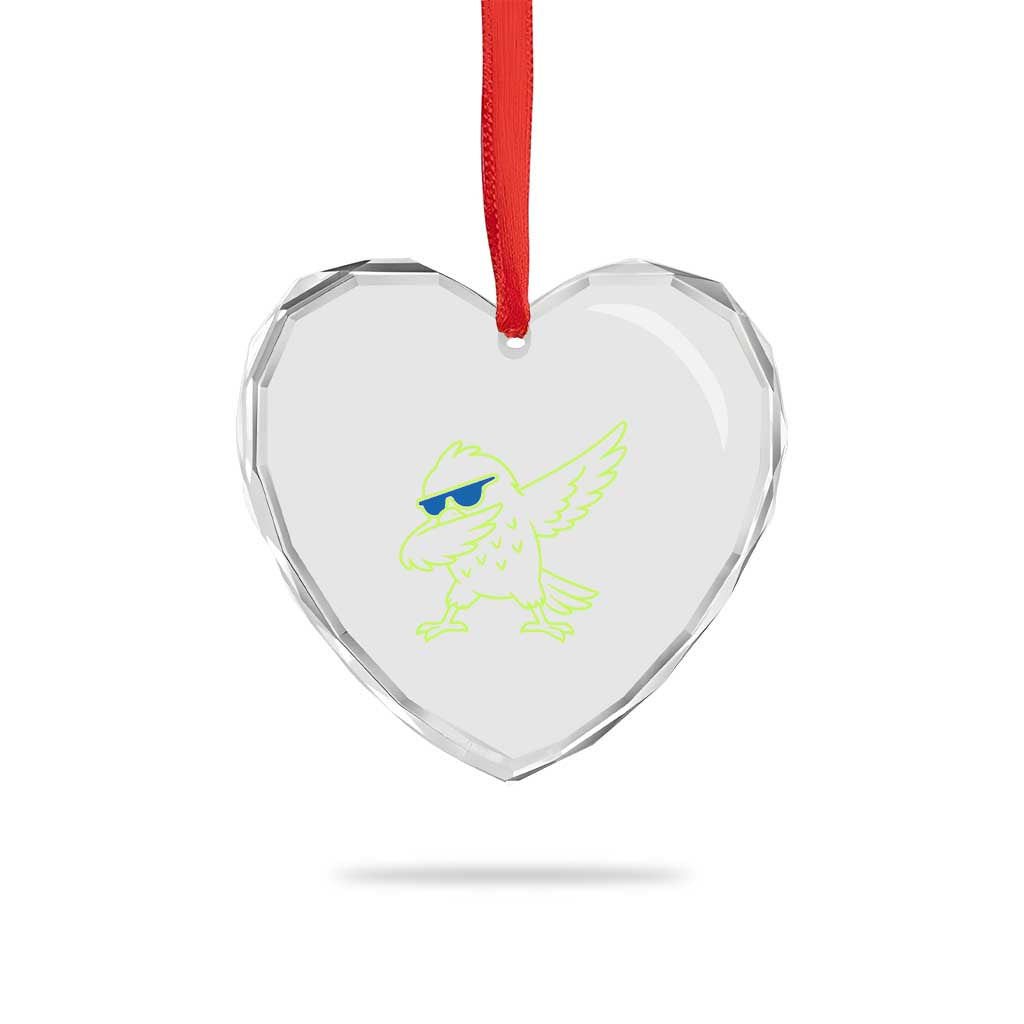 Funny Emerald City Seattle Bird Dabbing Heart Crystal Glass Ornament Pacific Northwest Sports Fan