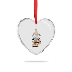 Funny Endometrial Cancer Skeleton Not Today Heart Crystal Glass Ornament Fighter Peach Ribbon