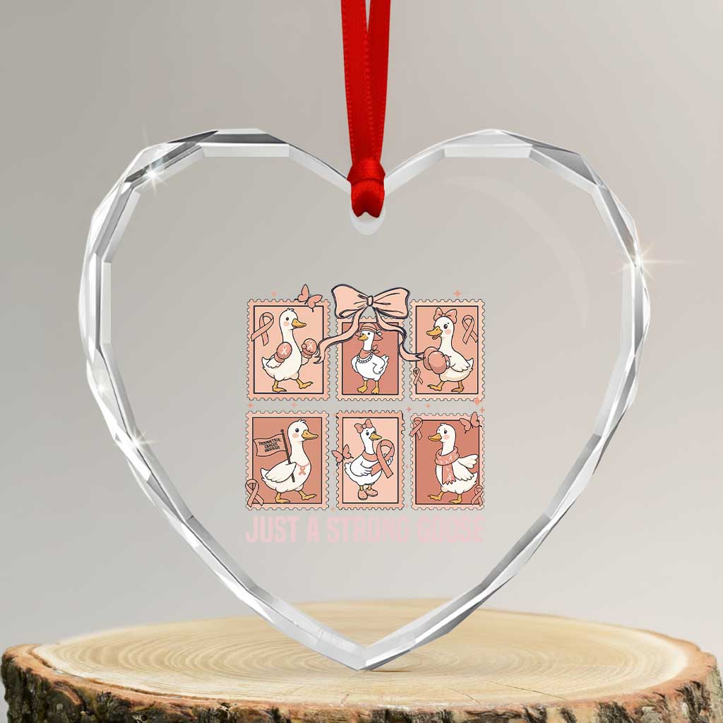 Funny Endometrial Cancer Warrior Goose Heart Crystal Glass Ornament Just A Strong Goose