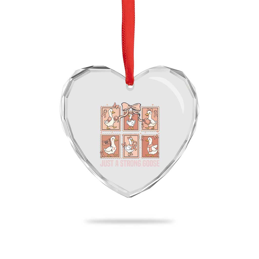 Funny Endometrial Cancer Warrior Goose Heart Crystal Glass Ornament Just A Strong Goose