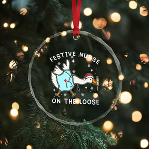 Funny ER Nurse Goose Christmas Crystal Glass Ornament Festive Nurses On The Loose TS14 Print Your Wear