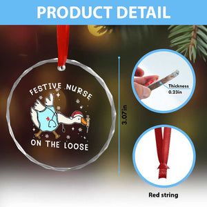 Funny ER Nurse Goose Christmas Crystal Glass Ornament Festive Nurses On The Loose TS14 Print Your Wear