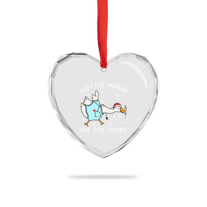 Funny ER Nurse Goose Christmas Heart Crystal Glass Ornament Festive Nurses On The Loose TS14 Print Your Wear