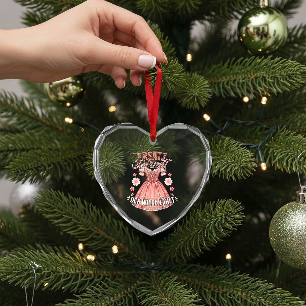 Funny Ersatz Backup Dirndl Oktoberfest Heart Crystal Glass Ornament Der Wille Zahlt Bavarian Festival Costume Humor TS02 Print Your Wear