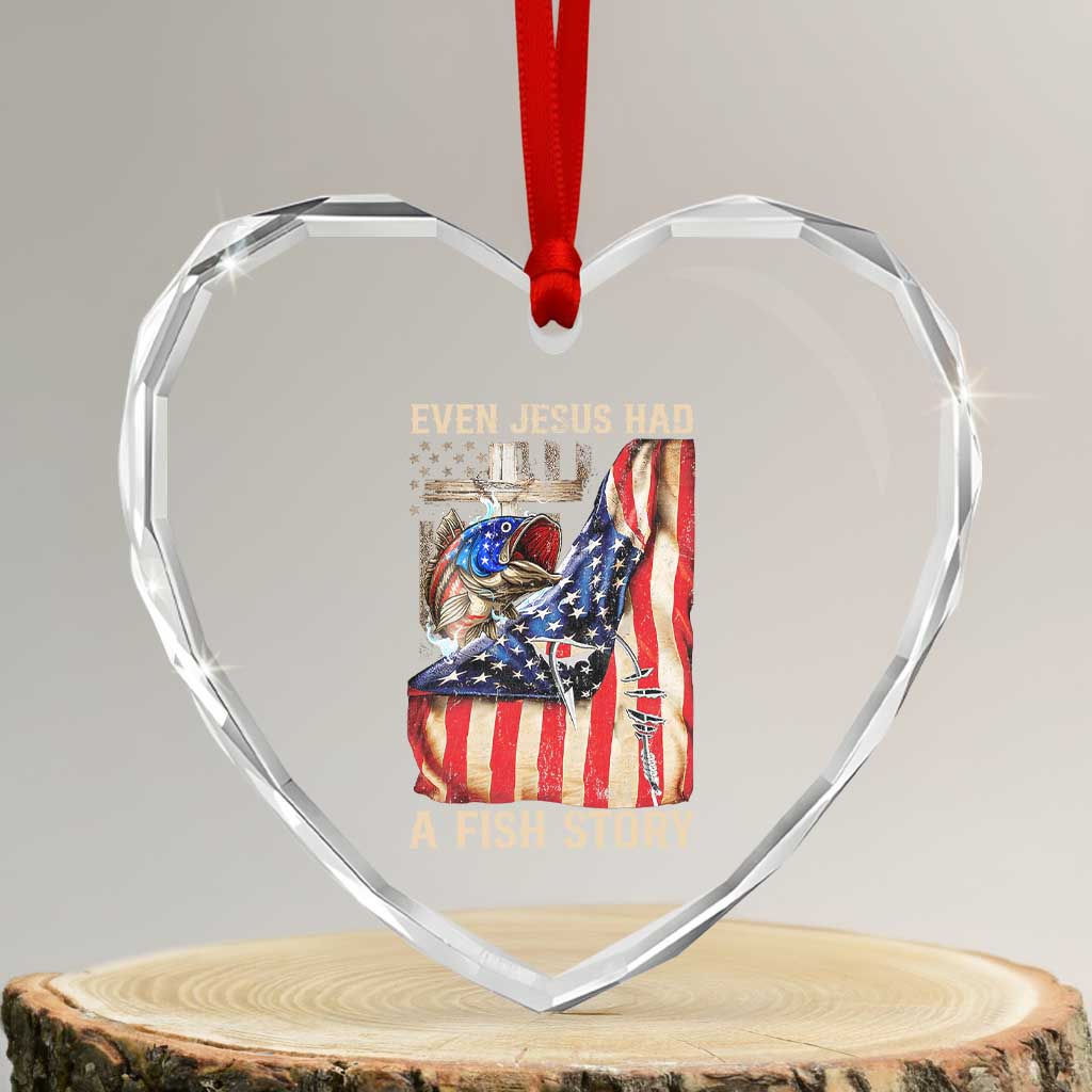 Funny Even Jesus Had A Fish Story Heart Crystal Glass Ornament Fisherman Christian Fishing TS11 Transparent Glass 3'' Heart Print Your Wear