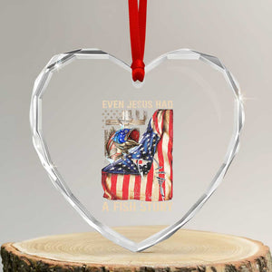 Funny Even Jesus Had A Fish Story Heart Crystal Glass Ornament Fisherman Christian Fishing TS11 Transparent Glass 3'' Heart Print Your Wear