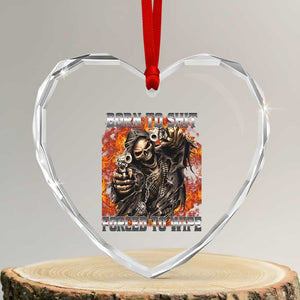 Funny Evil Skeleton Meme Heart Crystal Glass Ornament Born to Shit Forced to Wipe TS10 Transparent Glass 3'' Heart Print Your Wear