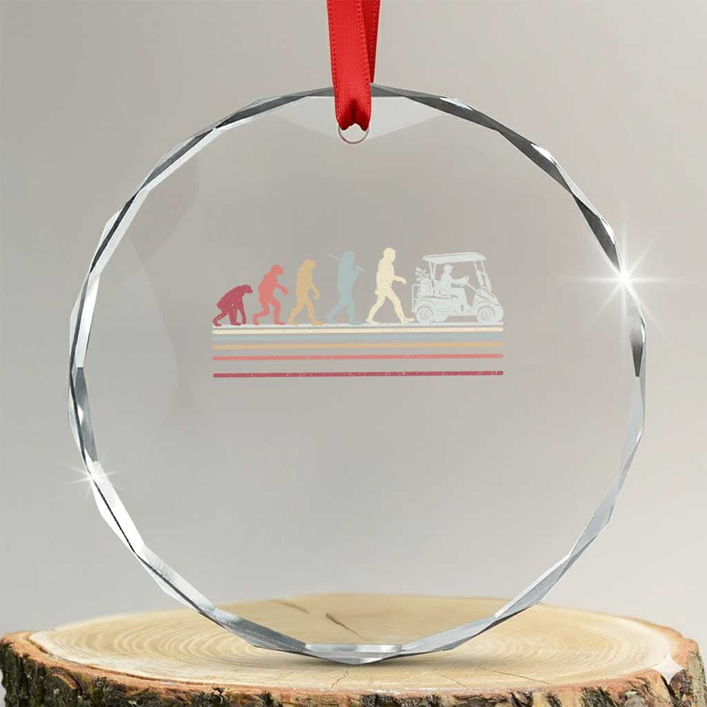 Funny Evolution Of Man To Golf Cart Crystal Glass Ornament Vintage Retro Golfing Sports History Gift for Golfers Dads TS02 Transparent Glass 3'' Circle Print Your Wear
