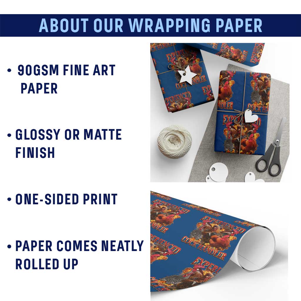 Funny Experienced Cock Handler Wrapping Paper Roll Inappropriate Adult Humor Chicken TS11 Print Your Wear