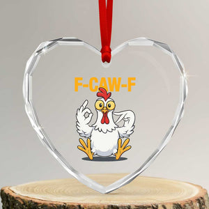 Funny F Caw F 67 Meme Heart Crystal Glass Ornament Cartoon Chicken Poultry Humor TS11 Transparent Glass 3'' Heart Print Your Wear