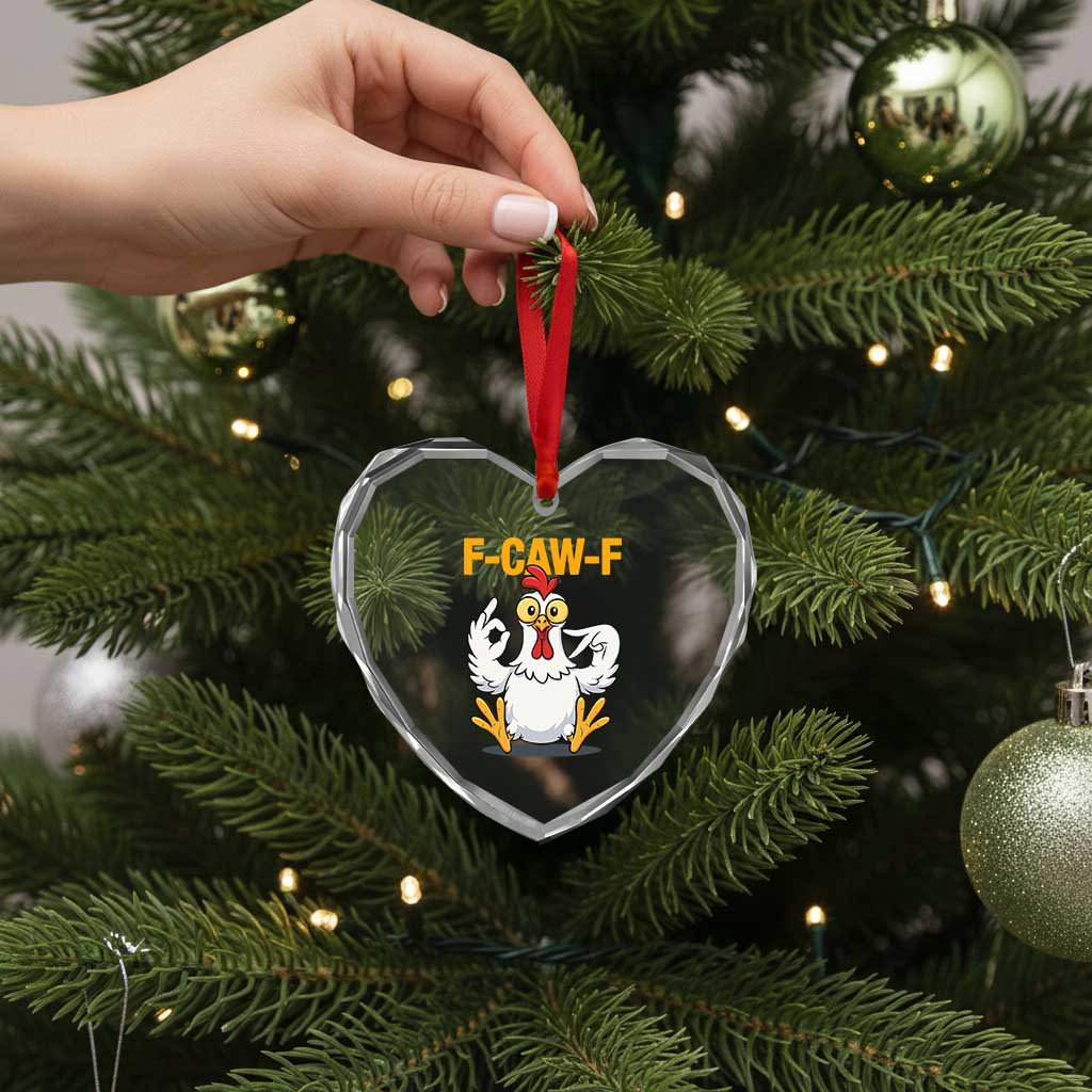 Funny F Caw F 67 Meme Heart Crystal Glass Ornament Cartoon Chicken Poultry Humor TS11 Print Your Wear