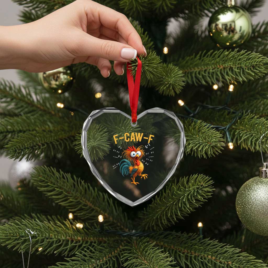Funny F Caw F 67 Meme Heart Crystal Glass Ornament Cartoon Rooster Chicken Poultry Humor TS11 Print Your Wear
