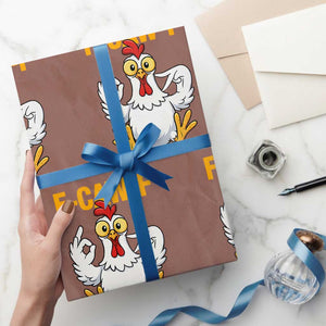 Funny F Caw F 67 Meme Wrapping Paper Roll Cartoon Chicken Poultry Humor TS11 Mocha Print Your Wear