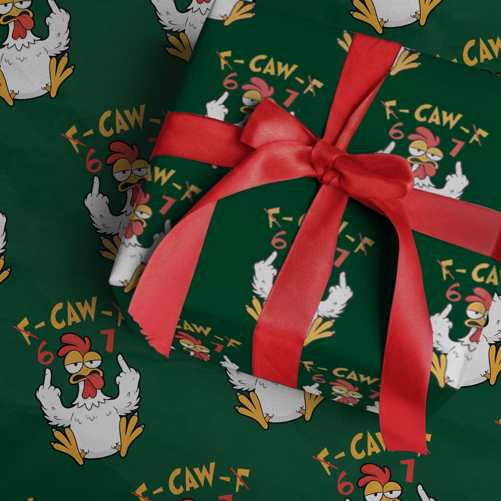 Funny F Caw F 67 Meme Wrapping Paper Roll Cartoon Chicken Six Seven Poultry Humor TS11 Green Print Your Wear