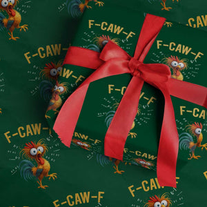 Funny F Caw F 67 Meme Wrapping Paper Roll Cartoon Rooster Chicken Poultry Humor TS11 Green Print Your Wear