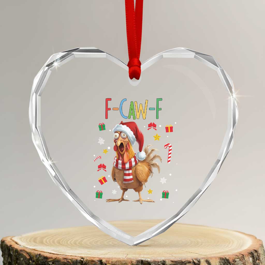 Funny F Caw F Chicken Joke Gift Heart Crystal Glass Ornament Christmas Gift TS12 Transparent Glass 3'' Heart Print Your Wear