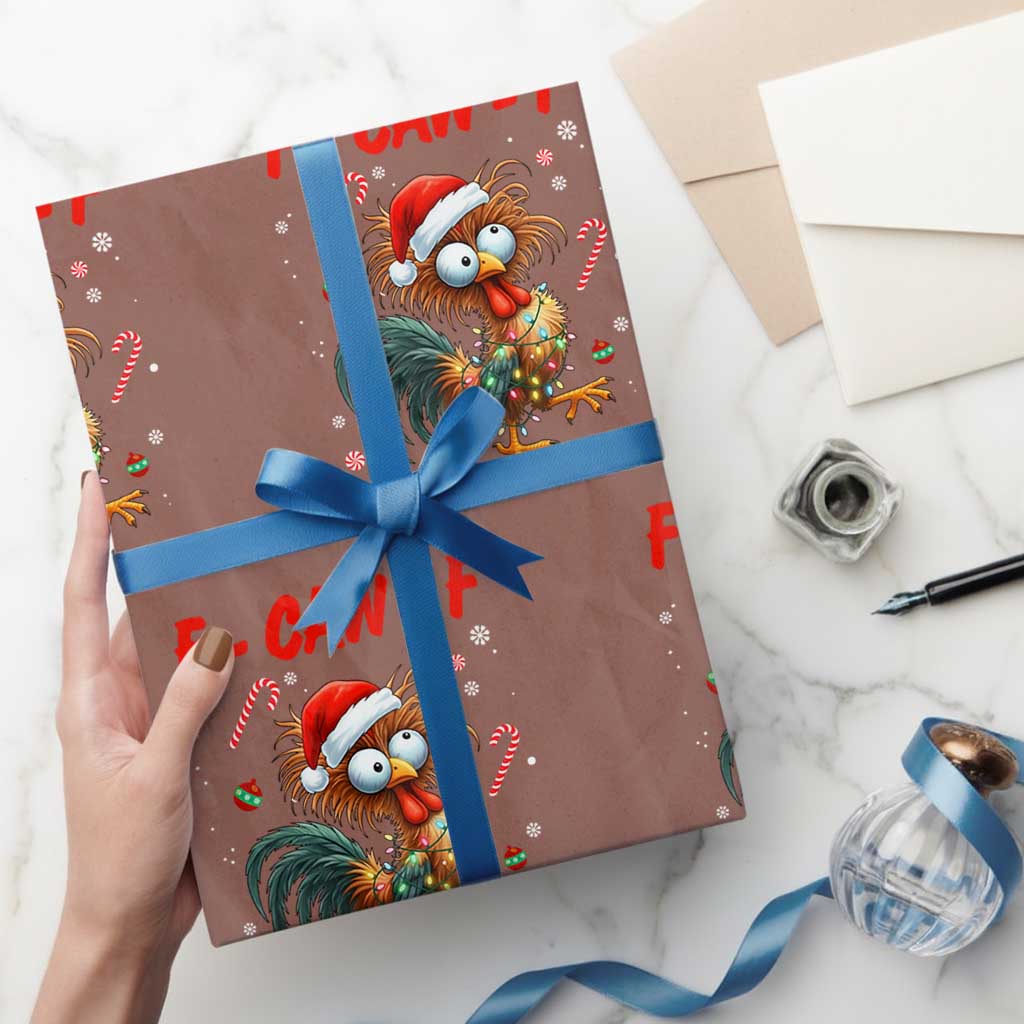 Funny F Caw F Chicken Meme Wrapping Paper Roll Christmas Gift TS12 Mocha Print Your Wear