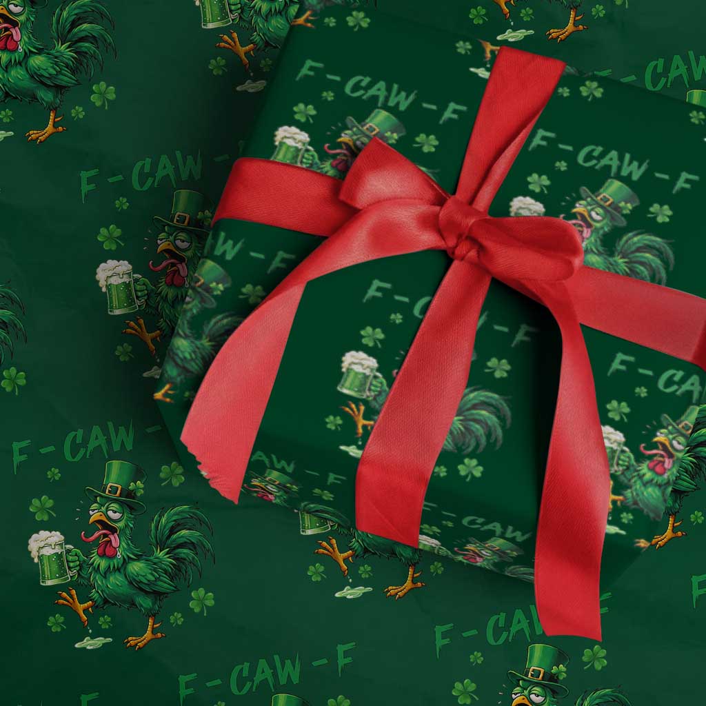 Funny F Caw F Chicken St Patricks Day Wrapping Paper Roll Irish Beer Drinking Shamrock Print TS11 Green Print Your Wear