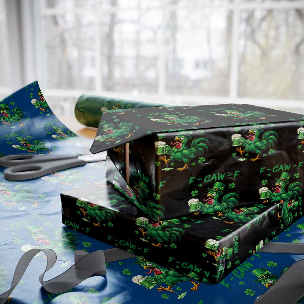 Funny F Caw F Chicken St Patricks Day Wrapping Paper Roll Irish Beer Drinking Shamrock Print TS11 Black Print Your Wear