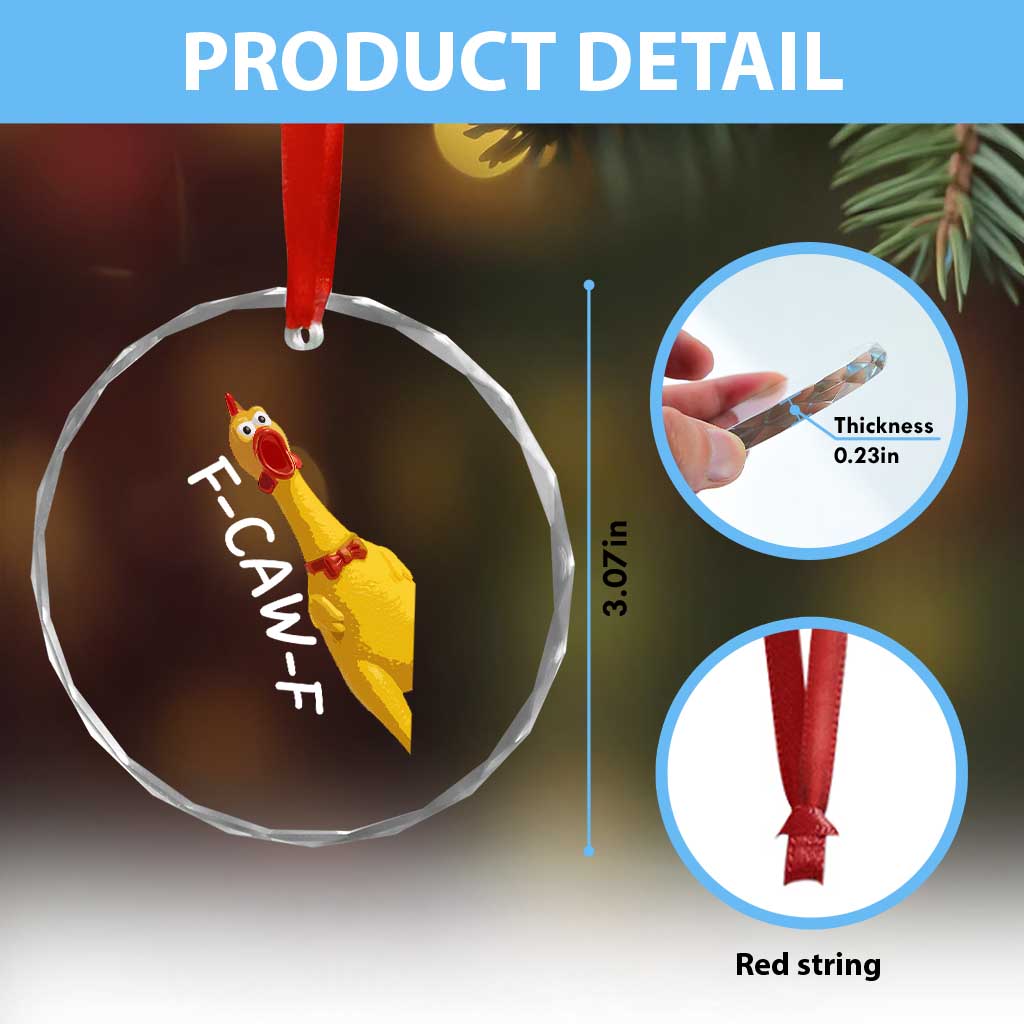 Funny F Caw F Chicken Toy Crystal Glass Ornament Poultry Humor TS11 Print Your Wear