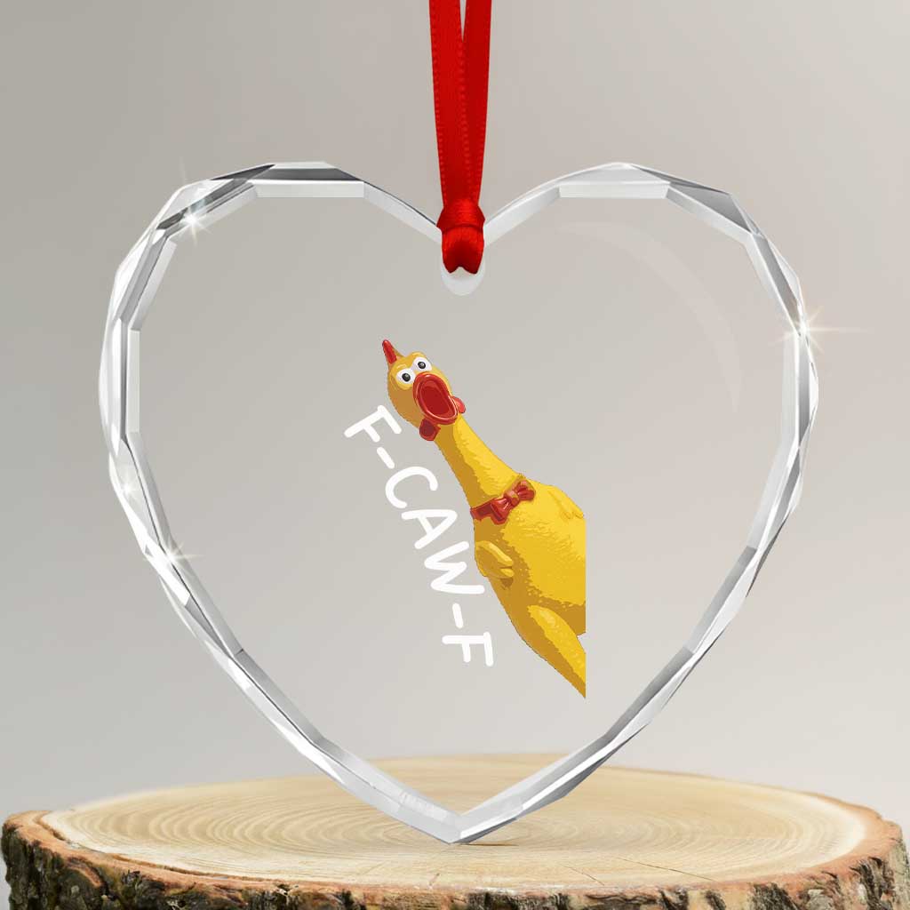 Funny F Caw F Chicken Toy Heart Crystal Glass Ornament Poultry Humor TS11 Transparent Glass 3'' Heart Print Your Wear