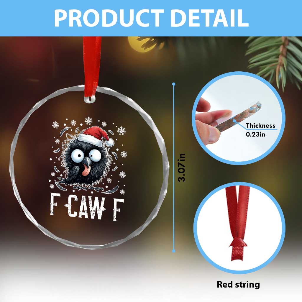 Funny F Caw F Christmas Crow Crystal Glass Ornament Santa Raven Xmas Holiday TS11 Print Your Wear