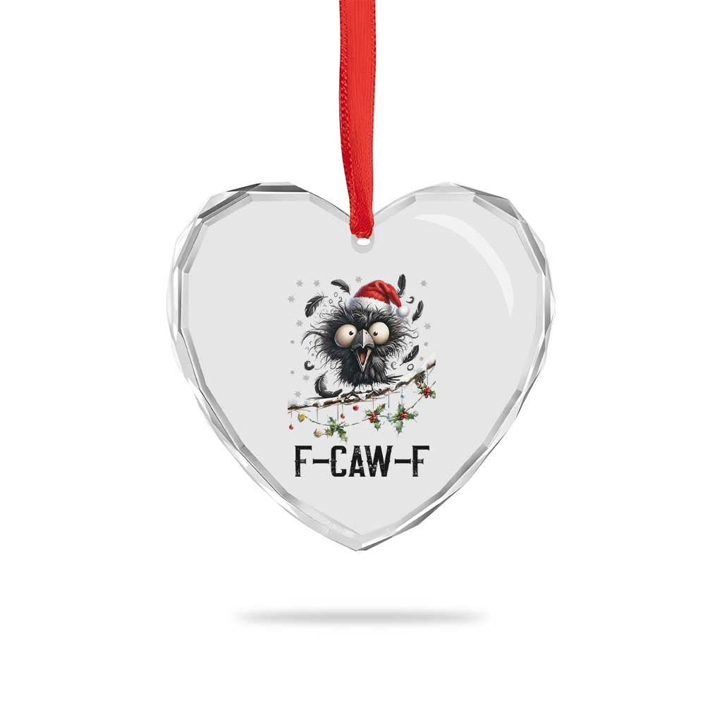 Funny F Caw F Christmas Crow Heart Crystal Glass Ornament Santa Raven Xmas Holiday Snowflake TS11 Print Your Wear