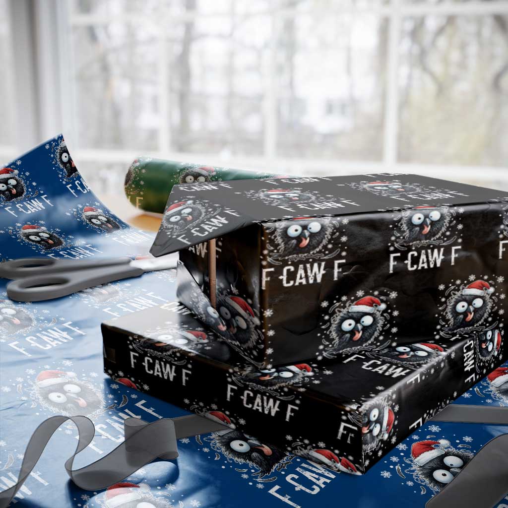 Funny F Caw F Christmas Crow Wrapping Paper Roll Santa Raven Xmas Holiday TS11 Black Print Your Wear