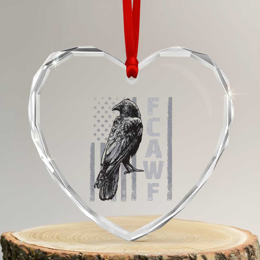 Funny F CAW F Crow Heart Crystal Glass Ornament Vintage American Flag TS11 Transparent Glass 3'' Heart Print Your Wear