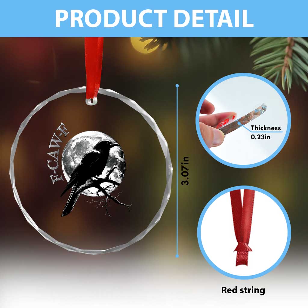 Funny F Caw F Crystal Glass Ornament Black Crow Moon Gothic Adult Humor TS11 Print Your Wear