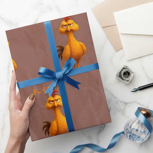 Funny F Caw F Fed Up Chicken Meme Wrapping Paper Roll Sarcastic Bird Humor Mood Swing TS02 Mocha Print Your Wear