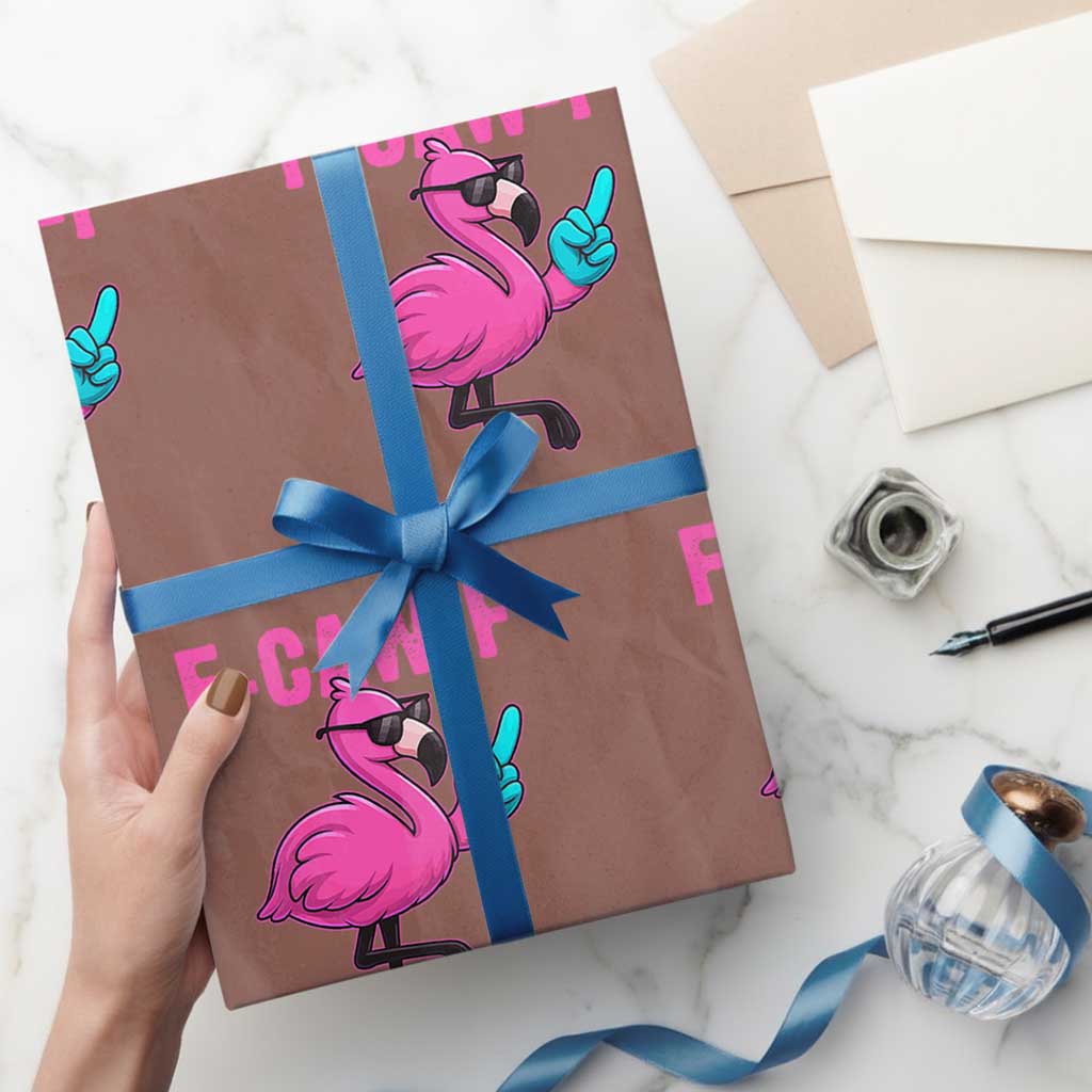 Funny F-Caw-F Flamingo Wrapping Paper Roll Adult Humor TS10 Mocha Print Your Wear