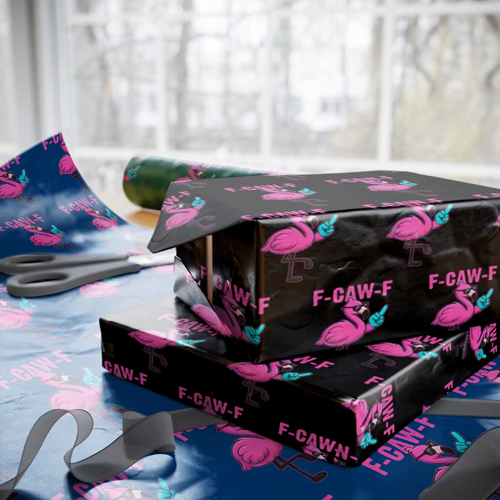 Funny F-Caw-F Flamingo Wrapping Paper Roll Adult Humor TS10 Black Print Your Wear