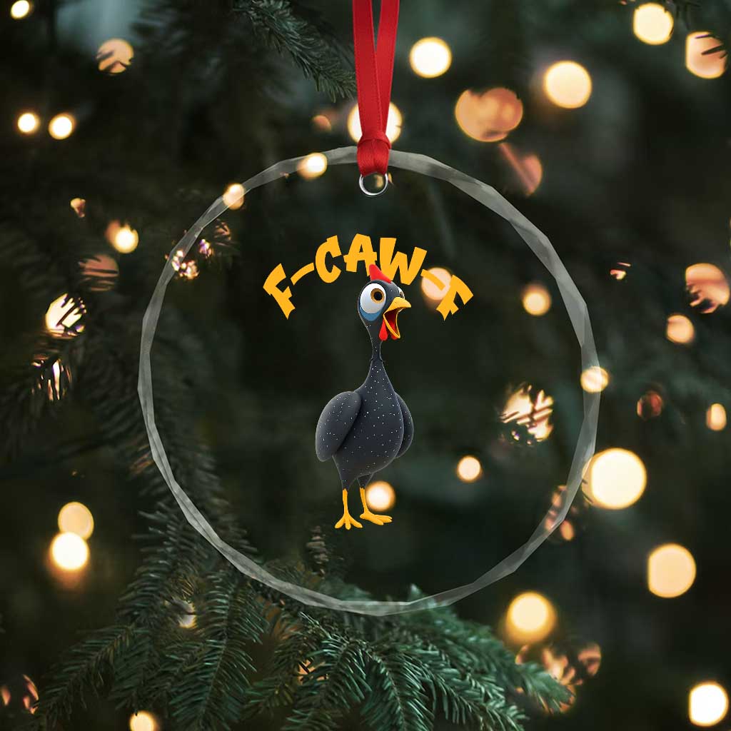 Funny F Caw F Guinea Fowl Crystal Glass Ornament Cartoon Guinea Bird Poultry Humor TS11 Print Your Wear